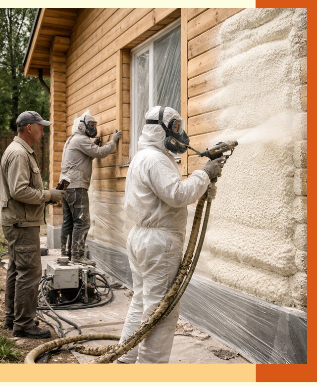 Утепление дома из бруса ППУ в Новошахтинске от 4010 руб/м2 под ключ | ТепломастерНвш