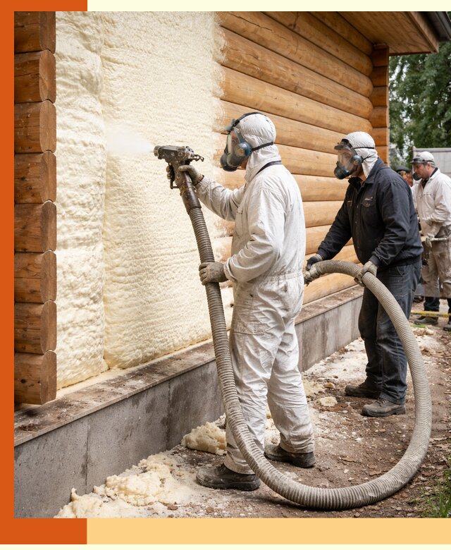 Утепление дома из бруса пенополиуретаном в Новошахтинске