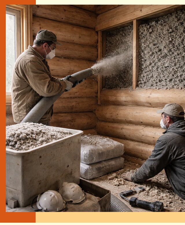 Утепление дома из бруса эковатой в Новошахтинске