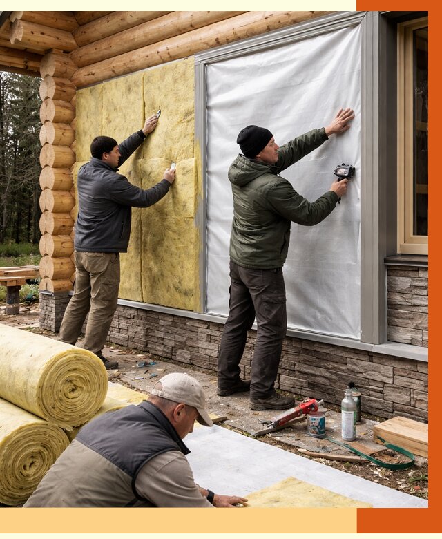 Утепление бревенчатого дома в Новошахтинске от 7968 руб/м2 — заказать под ключ | ТепломастерНвш