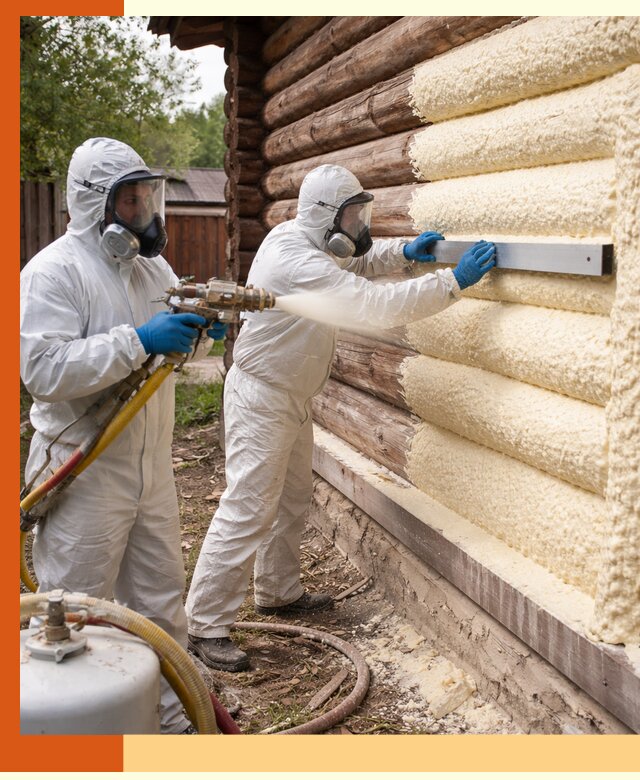 Утепление бревенчатого дома ППУ в Новошахтинске эффективной изоляцией