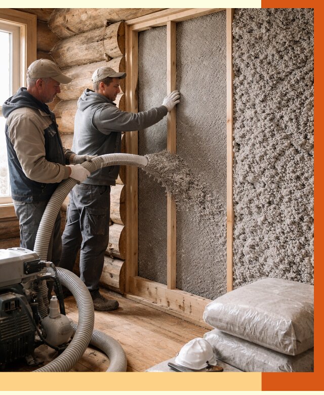 Утепление бревенчатого дома эковатой в Новошахтинске от 2864 руб. | ТепломастерНвш