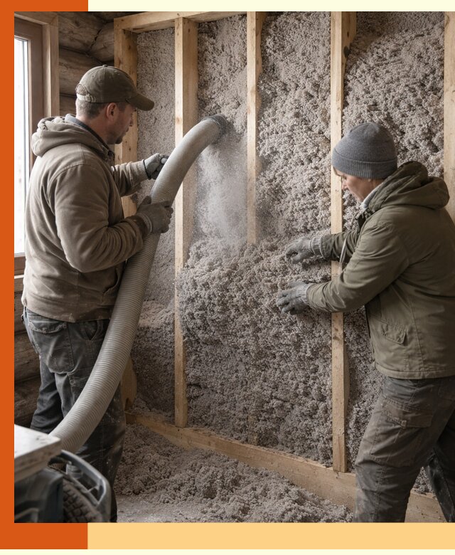 Утепление бревенчатого дома эковатой в Новошахтинске