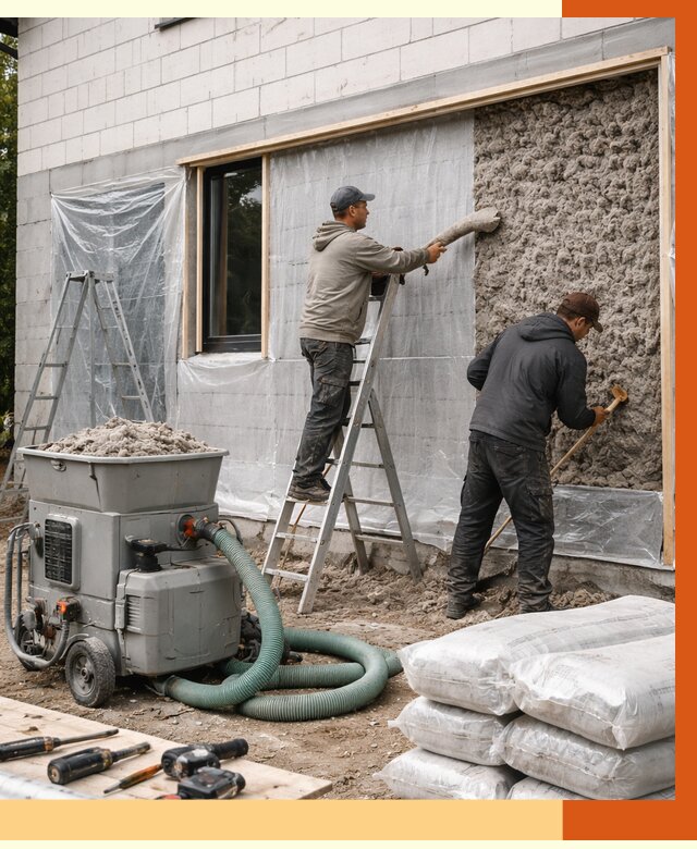 Утепление дома из газобетона эковатой в Новошахтинске от 4687 руб./м2 | ТепломастерНвш