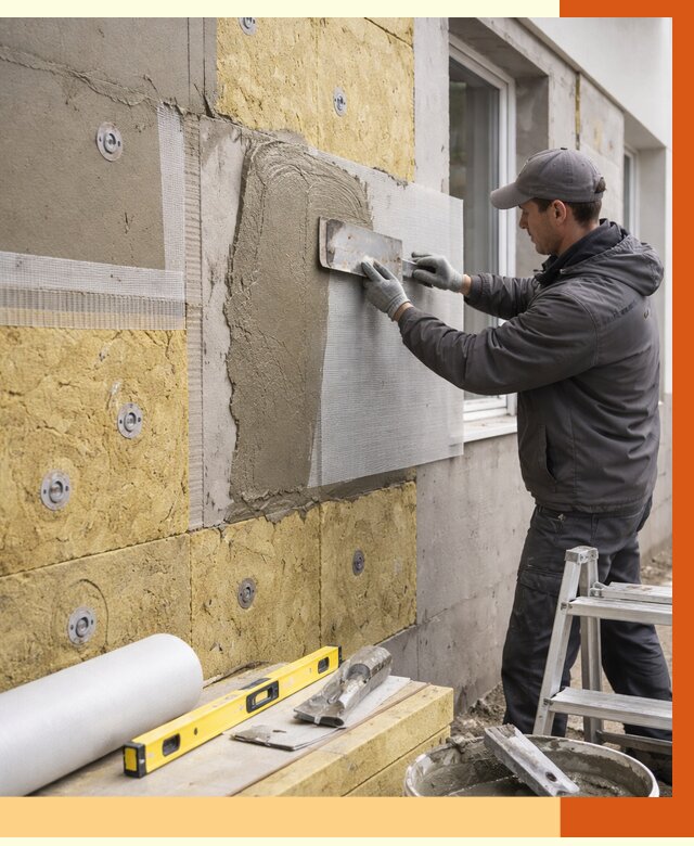 Утепление фасада под штукатурку в Новошахтинске от 4375 руб/м2 — монтаж пенопластом и минватой | ТепломастерНвш