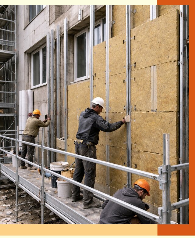 Утепление вентилируемого фасада в Новошахтинске от 5833 руб/м2 — монтаж и утепление вентфасад | ТепломастерНвш