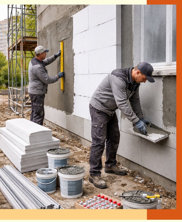 Утепление фасада и стен снаружи в Новошахтинске от 4375 руб. | ТепломастерНвш