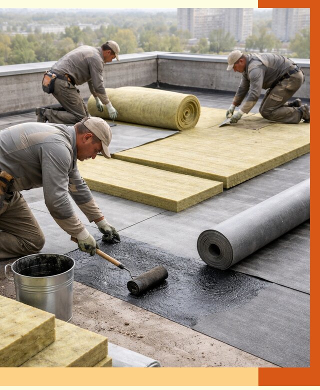 Утепление плоской крыши в Новошахтинске от 7500 руб./м2 под ключ | ТепломастерНвш