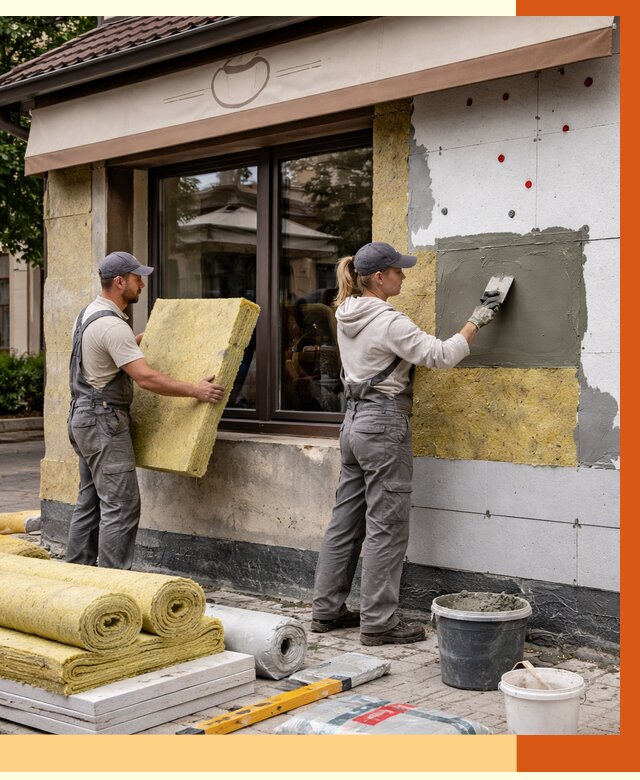 Утепление кафе в Новошахтинске от 4375 руб/м2 — комплексно под ключ | ТепломастерНвш