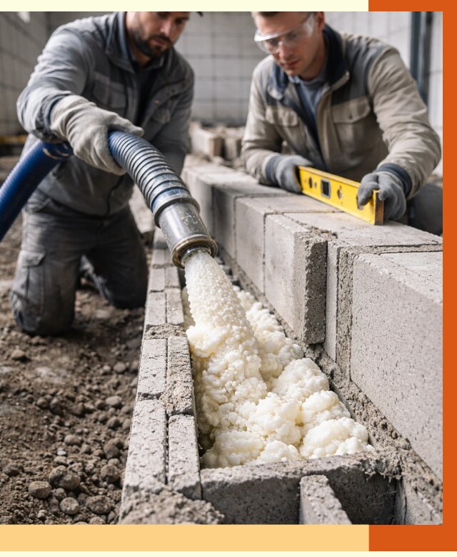 Заполнение колодцевой кладки ППУ в Новошахтинске от 4375 руб. за м2 | ТепломастерНвш