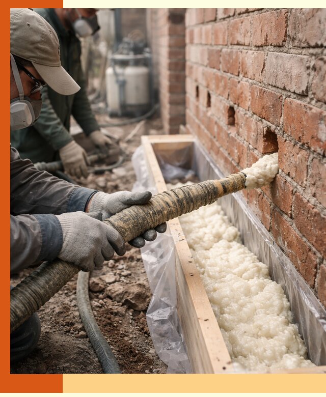 Заливка ППУ в пустоты кирпичной стены в Новошахтинске