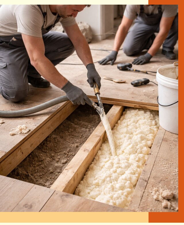 Заполнение пустот пола в Новошахтинске от 2812 руб. — утепление пустот пола под ключ | ТепломастерНвш