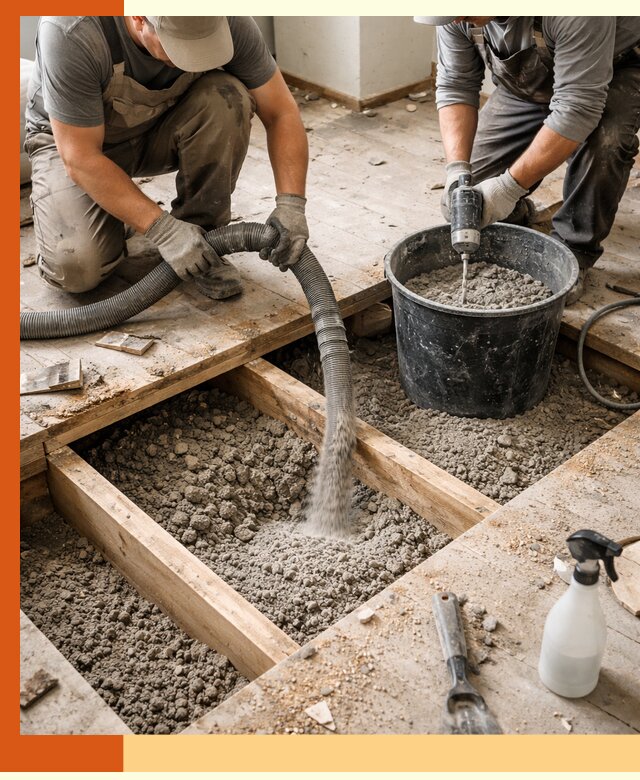 Заполнение пустот пола в Новошахтинске полиуретаном и пенополистиролом