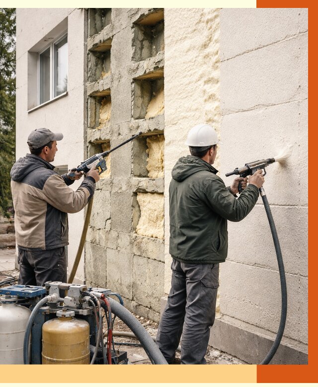 Заполнение пустот фасада в Новошахтинске от 4687 руб. — утепление пустот облицовки | ТепломастерНвш