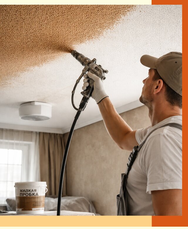 Утепление потолка жидкой пробкой в Новошахтинске от 3646 руб. | ТепломастерНвш