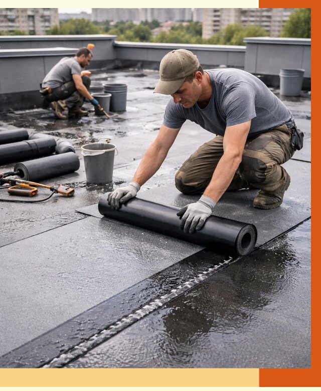 Гидроизоляция плоской кровли в Новошахтинске от 4687 руб./м2 — профессионально | ТепломастерНвш