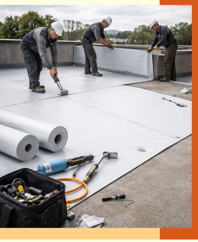 Гидроизоляция мембранной кровли в Новошахтинске от 7812 руб./м² — профессионально | ТепломастерНвш