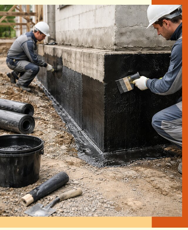 Гидроизоляция фундамента в Новошахтинске от 1302 руб. — профессионально, под ключ | ТепломастерНвш