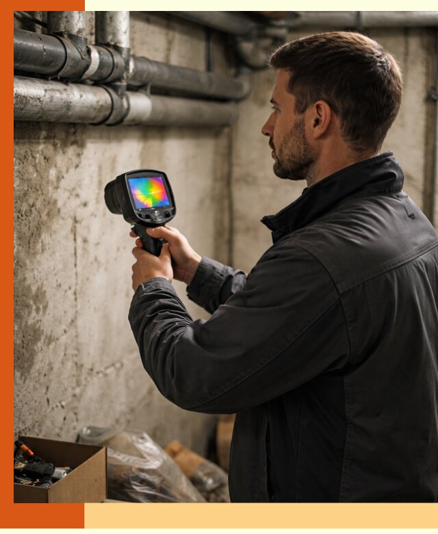 Тепловизионное обследование подвала в Новошахтинске для поиска утечек тепла