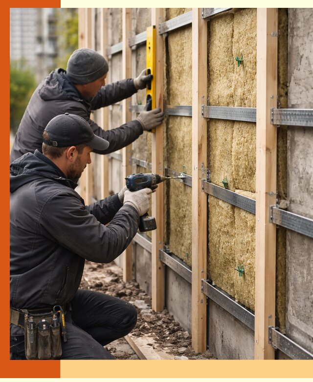 Монтаж обрешетки под утепление зданий и квартир в Новошахтинске